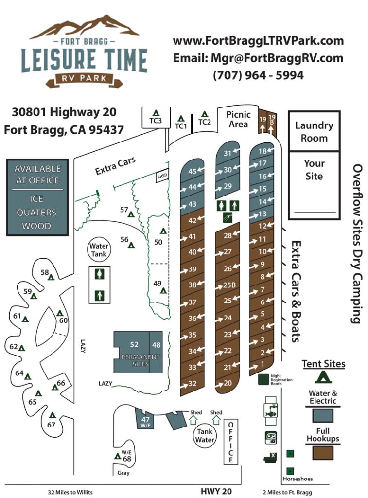 Fort Bragg Leisure Time RV Park Map